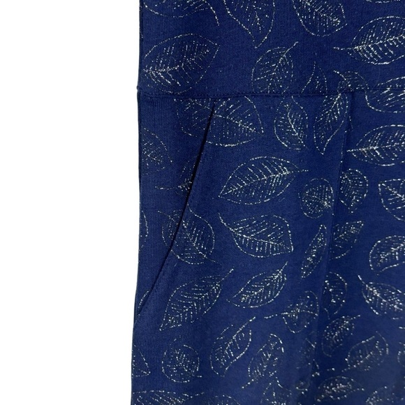 BODEN J0728 HANNAH NAVY SILVER METALLIC LEAF PULLOVER COTTON SWEATSHIRT DRESS - Picture 10 of 13